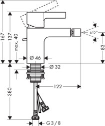 Bild von HANSGROHE Metris S Einhebel-Bidetmischer mit Zugstangen-Ablaufgarnitur,  31261000