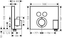 Bild von HANSGROHE ShowerSelect Thermostat Unterputz für 2 Verbraucher mit FixFit und Portereinheit,  15765000
