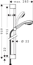 Bild von HANSGROHE Crometta 85 Variojet Handbrause/Unica'Crometta Brausestange 0,90 m Set,  27762000