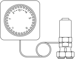 Picture of OVENTROP Thermostat „Uni FD“ 7-28 °C, 0 * 1-5, Fernverstellung 2 m, weiß, Art.Nr. : 1012275
