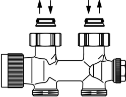 Bild von OVENTROP Anschlussarmatur „Multiblock T“ Zweirohr, G ¾ ÜM x G ¾ AG, Messing, Durchgang, Art.Nr. : 1184013