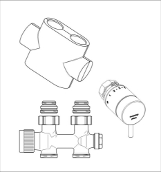 Bild von OVENTROP Anschluss-Set für Badheizkörper Multiblock T / pinox H, Durchgangsform, weiß, Art.Nr. : 1184185