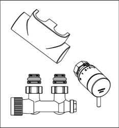 Bild von OVENTROP Anschluss-Set für Badheizkörper Multiblock T / pinox H, Eckform, weiß, Art.Nr. : 1184186