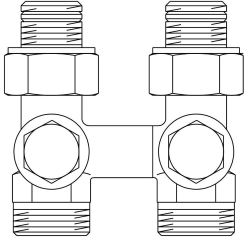 Picture of OVENTROP ZB-Absperrverschraubung „Multiflex V“ G ½ AG x G ¾ AG, Ms, vernickelt, metallisch konisch dichtend, Art.Nr. : 1016291