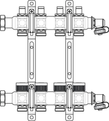 Picture of OVENTROP Edelstahl-Verteiler „Multidis SF“ für Flächenheizung mit integrierten Reguliereinsätzen, für 3 Kreise, Art.Nr. : 1405553