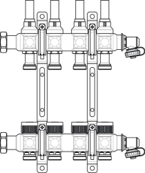 Bild von OVENTROP Edelstahl-Verteiler „Multidis SF“ für Flächenheizung mit Durchflusseinsätzen 0-5 l/min, für 2 Kreise, Art.Nr. : 1405352