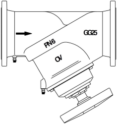 Bild von OVENTROP Strangregulierventil „Hydrocontrol VFC“ PN 6 Flansch/DIN, 2 Messventile, GG25, DN 200, Art.Nr. : 1062686