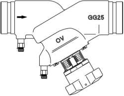 Bild von OVENTROP Strangregulierventil „Hydrocontrol VGC“ DN 65 Rollnut-Anschluss 73 mm, PN 25, GG25, Art.Nr. : 1063051