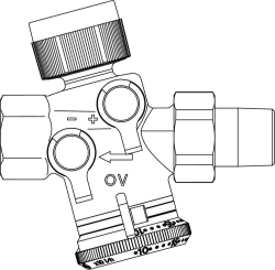 Picture of OVENTROP Regulierventil „Cocon QTZ“ mit Messventilen Eingang: Verschr., Ausgang: IG, DN 15, 30-210 l/h, Art.Nr. : 1146004