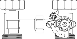 Bild von OVENTROP Dreiwegemischer für „Regumat M3“ DN 25, G 1 1/2 AG x G 1 1/2 ÜM, ohne manuell einstellbaren Bypass, Art.Nr. : 1350271