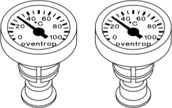 Bild von OVENTROP Umrüstsatz Thermometer rot und blau, für Kugelhähne DN 25 / 32, Art.Nr. : 1078182