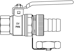 Picture of OVENTROP Kugelhahn mit Schlauchverschraubung, Messing DN 15, R  1/2 IG, PN 16, Temp. von -20 bis 120 °C, Art.Nr. : 1036154