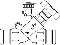 Picture of OVENTROP Freistromventil „Aquastrom F“ IG/IG Ø 54 mm, beids. Pressanschluss, mit Entl., Rg, Art.Nr. : 4201258