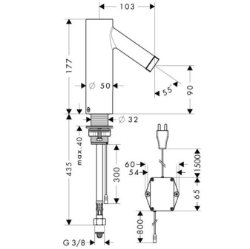 Picture of AXOR Starck Elektronik-Waschtischmischer mit Temperaturregulierung mit Netzanschluss 230 V, Art.Nr. 10140000