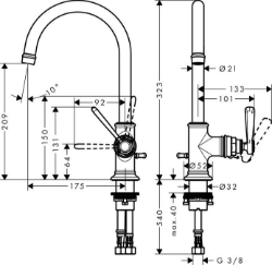 Bild von AXOR Montreux Einhebel-Waschtischmischer 210 mit Zugstangen-Ablaufgarnitur, Art.Nr. 16517000