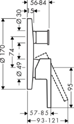Bild von AXOR Starck Einhebel-Wannenmischer Unterputz mit integrierter Sicherungskombination nach EN1717, Art.Nr. 10427000
