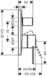 Bild von AXOR Uno Einhebel-Wannenmischer Unterputz Bügelgriff mit integrierter Sicherungskombination, Art.Nr. 38428000