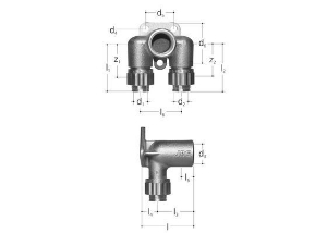 Picture of JRG Sanipex Armaturenanschluss, doppelt d-d 20 - 20 mm, GN 1/2 inch, Art.Nr. : 5416.060