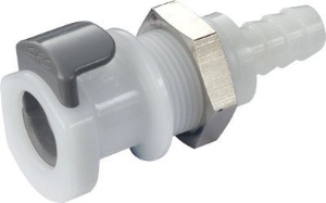 Bild von CPC Kupplungen 5/16 Hose Barb Valved Panel Mount  Acetal (POM) Coupling Body - 25 Stk,  Art.Nr. : APCD16005