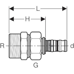 Bild von Geberit Mepla Übergangsverschraubung mit Aussengewinde, DN 15, d 20 mm, Art.-Nr. 602.590.00.5