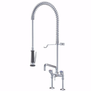 Bild von KWC GASTRO Grossküche chromeline A 300 AD 153 Zweigriffmischer Schwenkauslauf 180° Strahlregler-Mu, chromeline, m.Brause, AD153, Art.Nr. : K.24.42.64.000C71
