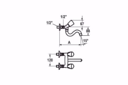 Bild von KWC STAR Küche chromeline A 200 AD 120 Zweigriffmischer Schwenkauslauf 180° Neoperl Cascade, Art.Nr. : K.11.42.12.000A69