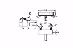 Bild von KWC IQUA-LINO Wand Auslauf fest, chromeline, A260, Thermostat, Batteriebetrieb W35, AD153, ohne Raccord, mit Knopf, Art.Nr. :  11.692.035.000OR