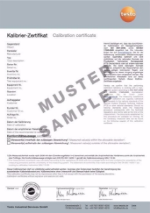 Bild von Testo ISO-Kalibrierzertifikat Schall - Anzahl Messpunkte 1 Festwert, Art.Nr. : 0520 2810