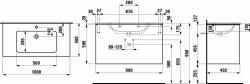 Picture of Laufen Pro S - Komplettset 1000 mm, Waschtisch 'slim' mit Waschtischunterbau 'Base' mit 2 Schubladen, inkl. Schubladen-Ordnungssystem, 1000 x 500 x 610, 261, weiss hochglanz, 1 Hahnloch, Art.Nr. : H8649622611041