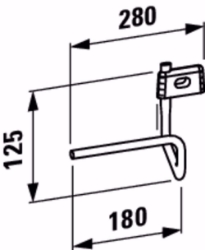Picture of Laufen VAL - Handtuchhalter VAL für ungeschnittene HWB vorne rechts für H815284, 004 chrom, 280 x 175 x 125, Art.Nr. : H3812800040001