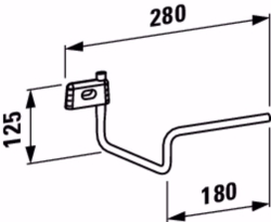 Picture of Laufen VAL - Handtuchhalter VAL für ungeschnittene HWB vorne links für H815283, 004 chrom, 280 x 175 x 125, Art.Nr. : H3812810040001