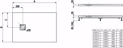 Bild von Laufen SOLUTIONS - Duschwanne, aus Verbundwerkstoff Marbond, rechteckig, Ablauf Seite, 000 weiss, 1000 x 700 x 38, Art.Nr. : H2134410000001