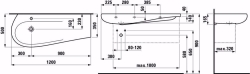 Bild von Laufen ALESSI ONE - Möbelwaschtisch, Ablage rechts, mit verdecktem Überlauf, inkl. Keramikabdeckung für Ablaufventil, 400 LCC-weiss, 1 Hahnloch, 1200 x 500 x 165, Art.Nr. : H8149734001041