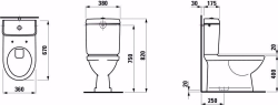 Picture of Laufen MODERNA R - Stand-WC für Spülkasten, Tiefspüler, mit Spülrand, Abgang S25 verdeckt, 000 weiss, 670 x 360 x 400, Art.Nr. : H8235420000001