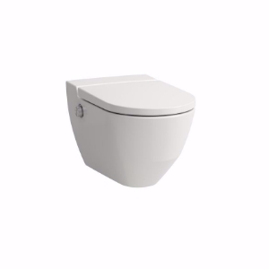 Picture of Laufen CLEANET NAVIA - Dusch-WC spülrandlos, wandhängend, Tiefspüler, inkl. WC-Sitz mit Deckel, abnehmbar, mit Absenkautomatik, 757 weiss matt, 800 x 600 x 550, Art.Nr. : H8206017570001