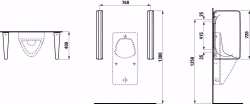 Bild von Laufen CINTO - Keramische Urinaltrennwand, 000 weiss, 460 x 90 x 720, Art.Nr. : H8476030000001