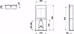 Picture of Laufen UNIVERSAL - Stand-Spülkasten, zweiteilig, Wasseranschluss seitlich (links oder rechts), 757 weiss matt, Wasseranschluss seitlich links oder rechts, 410 x 140 x 980, Art.Nr. : H8296607578821