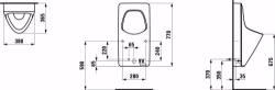 Picture of Laufen ANTERO - Absauge-Urinal, Wasserzulauf innen, mit elektronischer Steuerung, Batteriebetrieb (9V), 400 LCC-weiss, 380 x 365 x 770, Art.Nr. : H8401504000001