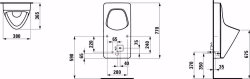 Picture of Laufen ANTERO - Absauge-Urinal, Wasserzulauf innen, mit elektronischer Steuerung, Netzbetrieb (230 V), mit GLT Modul, 000 weiss, 380 x 365 x 770, Art.Nr. : H8401550000001
