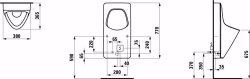 Picture of Laufen ANTERO - Absauge-Urinal, Wasserzulauf innen, mit elektronischer Steuerung, Netzbetrieb (230V), mit Bluetooth Modul, 000 weiss, 380 x 365 x 770, Art.Nr. : H8401590000001