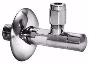 Bild von Laufen Armaturen -Similor, Eckabsperrventil, G1/2", Ausladung 45 mm, Rosette 65 mm, mit Klemmquetschverschraubung , Art.Nr. : WI104931100000