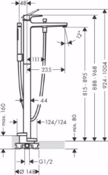 Bild von Hansgrohe Metropol Einhebel-Wannenmischer bodenstehend mit Hebelgriff, Mattschwarz , Art.Nr. : 32532670