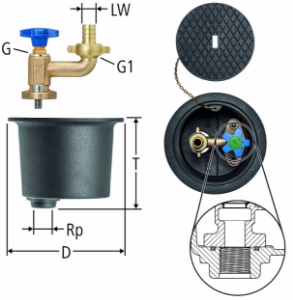 Bild von Nussbaum 41106 Gartenventil mit Einbaugarnitur, ohne Rohrbelüfter HB, Grösse: ¾, Art.Nr. 41106.05