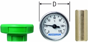 Picture of Nussbaum  82122 Thermometer 0 bis 120 °C Ersatz- und Nachrüstset zu Optipress-Kugelhahn mit Thermometer und Kunststoffgriff lang, Grösse: 0 - 120, Art.Nr. 82122.21