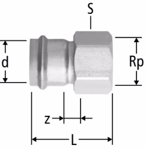 Bild von Nussbaum  88033 Optipress-Gaz-Übergang mit Innengewinde, Grösse: 28 x ¾, Art.Nr. 88033.29