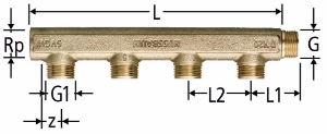 Bild von Nussbaum  86003 Optiflex-Verteiler gerade, 4-fach mit Innengewinde und Aussengewinde, Grösse: DN 20 x 4, Art.Nr. 86003.24