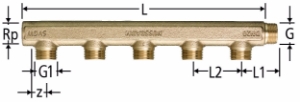 Bild von Nussbaum  86003 Optiflex-Verteiler gerade, 5-fach mit Innengewinde und Aussengewinde, Grösse: DN 25 x 5, Art.Nr. 86003.35