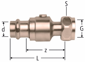 Bild von Nussbaum  81040 Optipress-Aquaplus-Anschlussverschraubung absperrbar mit Kugelhahn, Grösse: 15, Art.Nr. 81040.22