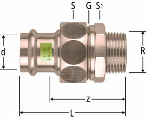 Bild von Nussbaum  88072 Optipress-Gaz-Verschraubung mit Aussengewinde, konischdichtend, Grösse: 54 x 2, Art.Nr. 88072.28