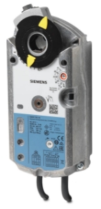 Bild von Siemens Luftklappen-Drehantrieb, AC/DC 24 V, 3-Punkt, 7 Nm, Federrücklauf 90/15 s, 2 Hilfsschalter, Art.Nr.: GMA136.1E